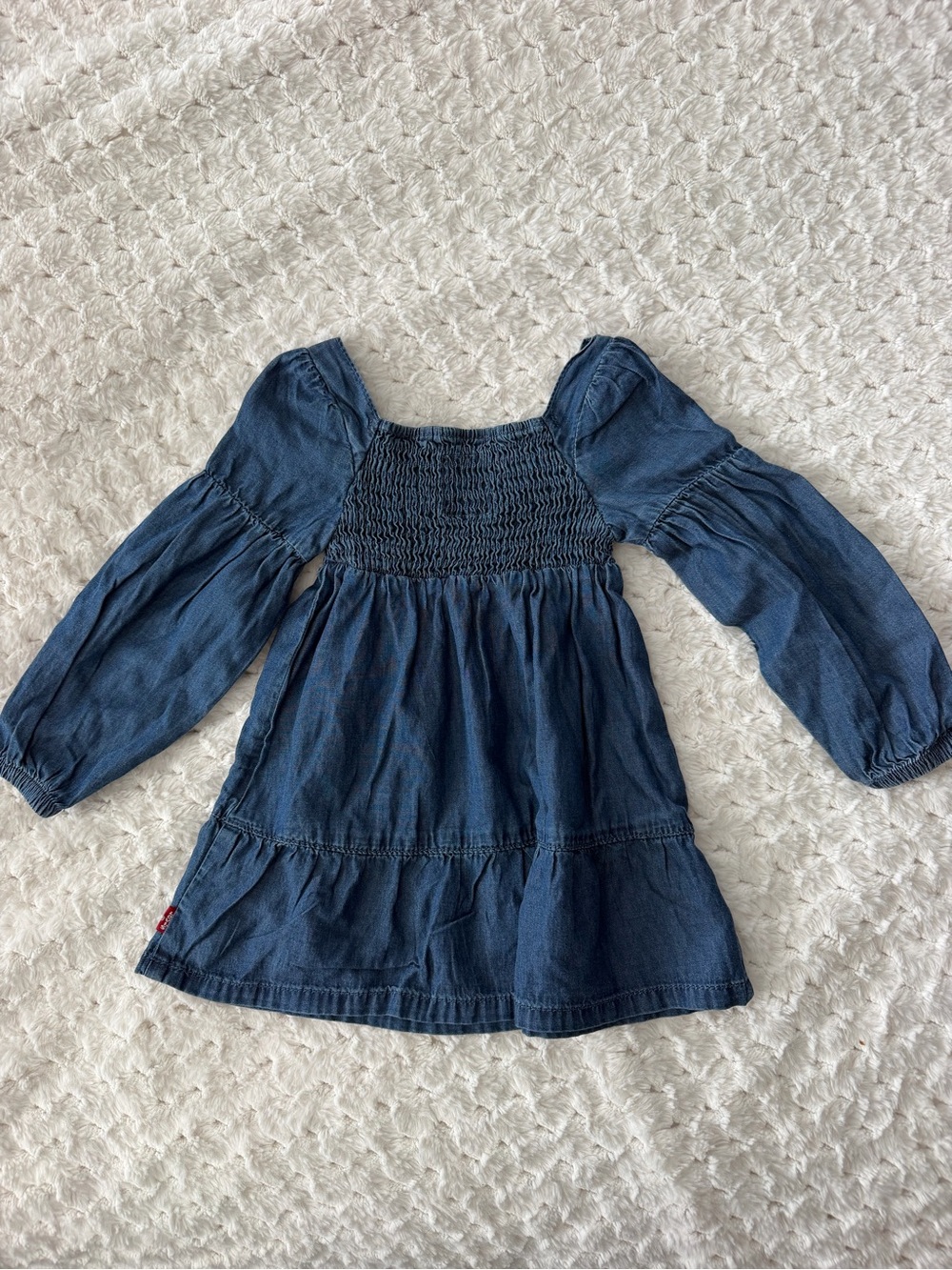 Levi's Navy Blue Smocked Baby Girl Denim Dress